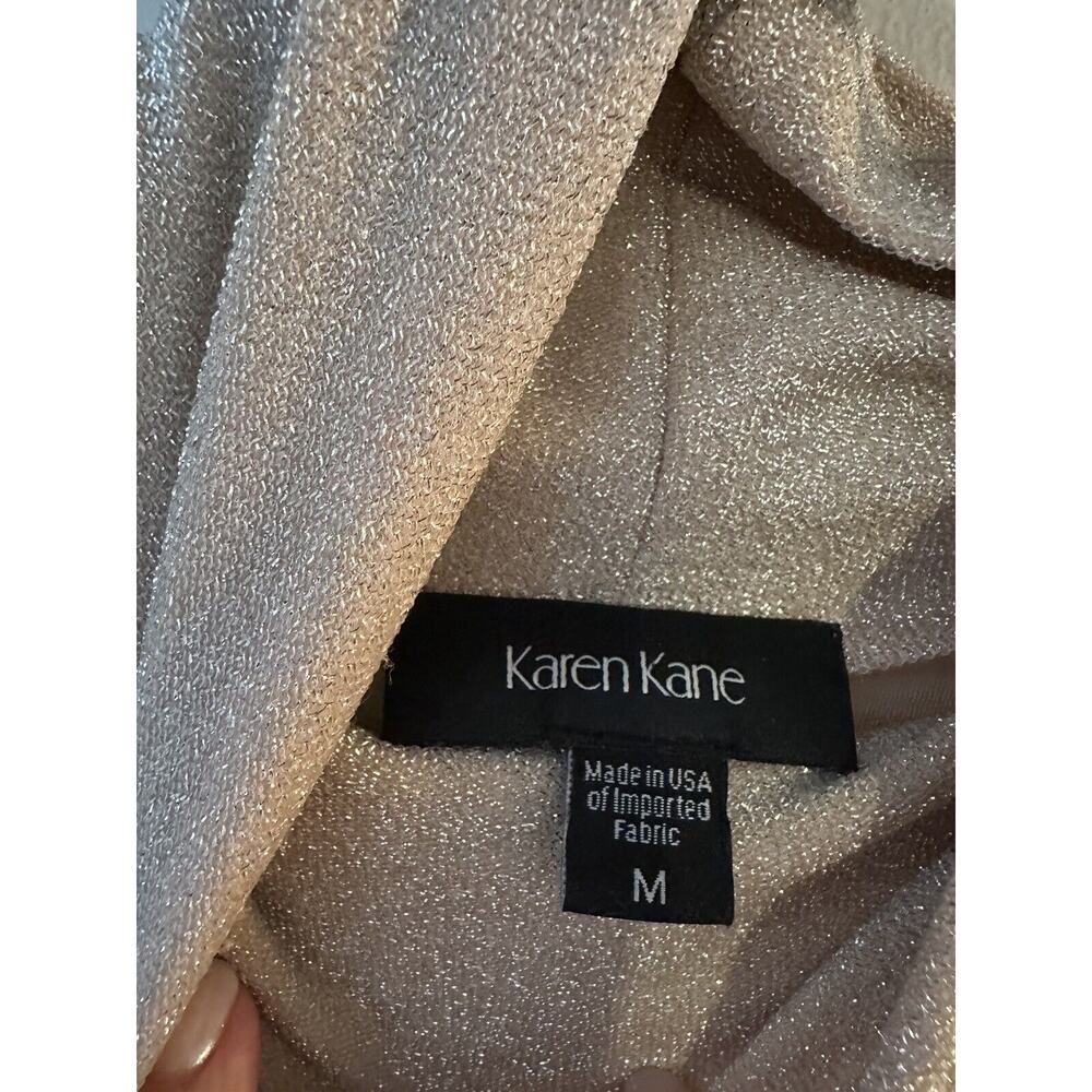 Karen Kane Turtleneck Womens Size Medium Long Sleeve Champagne Shimmer Tunic Top - Picture 3 of 9